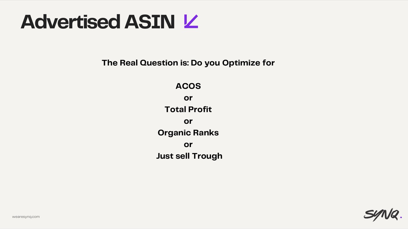 Advertising the wrong child ASIN — slide from the SYNQ Amazon ads keynote