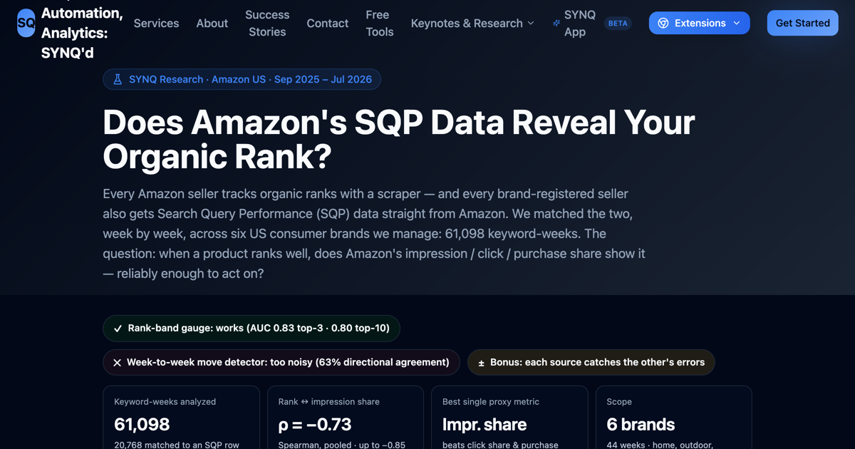 Does Amazon's SQP data reveal your organic rank?